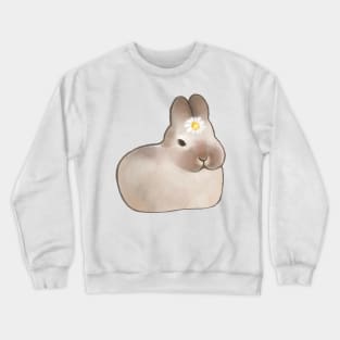 brown bunny rabbit with a daisy on its head Crewneck Sweatshirt